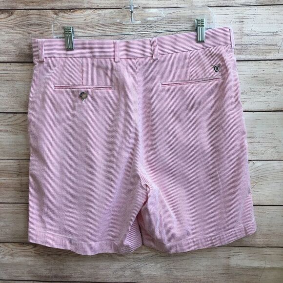 OXFORD GOLF SHORTS IN PINK AND WHITE STRIPES - Picture 4 of 5